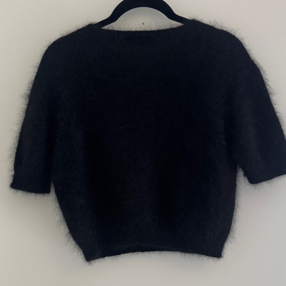 Roberta Collina Black Short-Sleeve Angora Blend Sweater - Picture 3 of 5